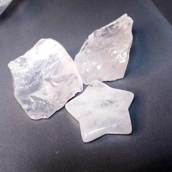 Rock Crystal Quartz Bundle: 1 Star + 2 Chunks!!! Reiki Meditation Altars - Picture 2 of 11